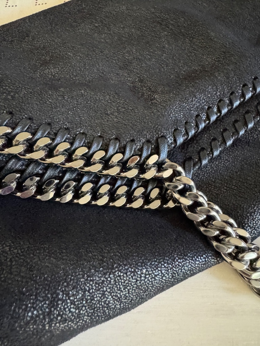 Stella McCartney Falabella Tote Bag Black Silver Chain Clutch Handbag Purse - Picture 13 of 13